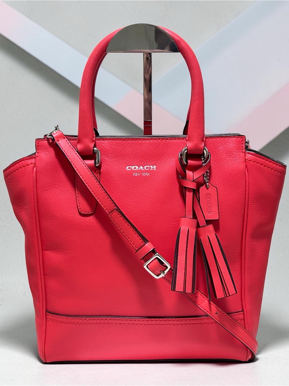COACH Legacy Mini Tanner Smooth Leather in Bright Coral